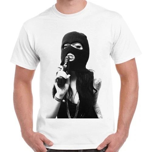 Tattoo Girl Gun Violence Novelty Men Women Unisex Retro T Shirt 2559