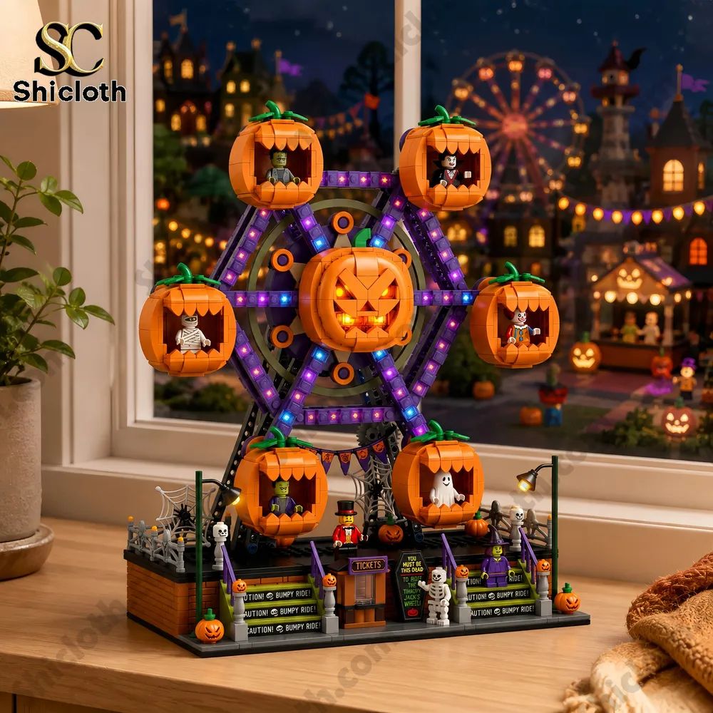 Happy Jack’s Pumpkin Wheel Halloween Night Building Brick Set