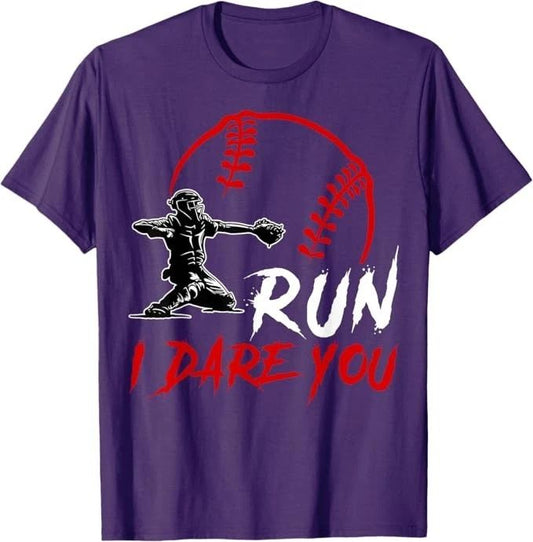 Run Steal I Dare You Humor Baseball Catcher Vintage T-Shirt