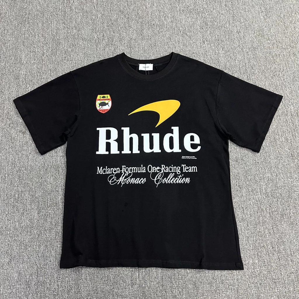 NEW RHUDE Men Women F1 RacingTeam Leisure Cotton Short Sleeve Polo T-Shirt S-2XL