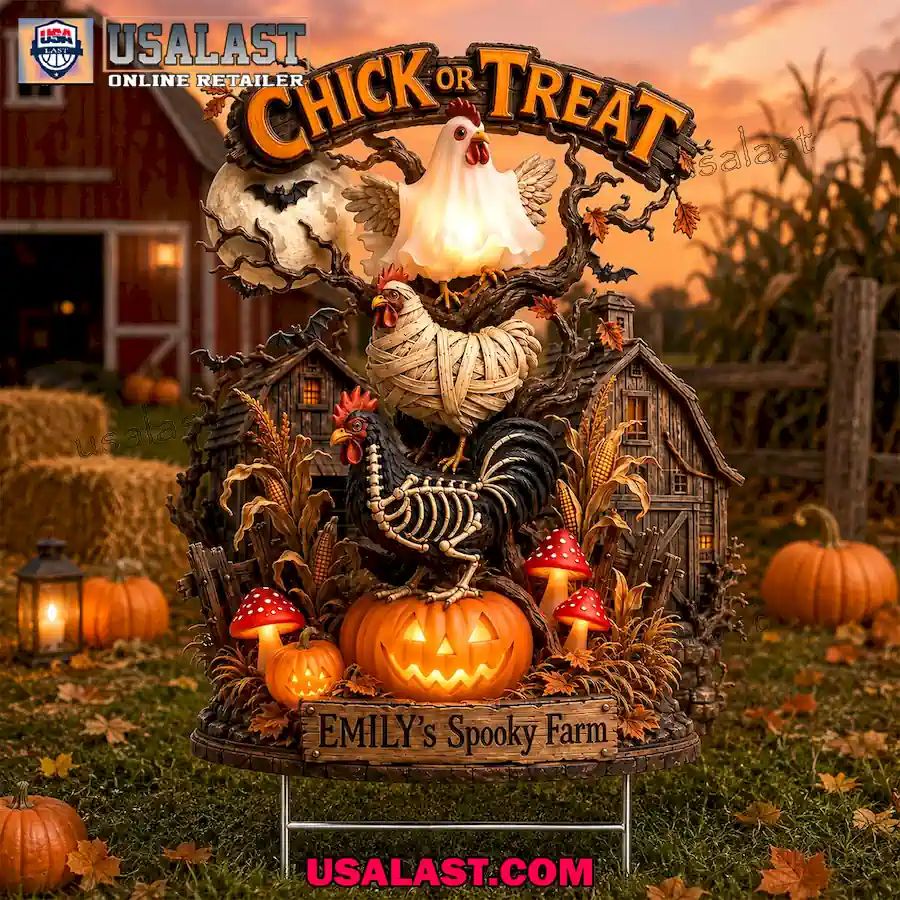 Chick Or Treat Spooky Farm Halloween 2026 Custom Yard Sign