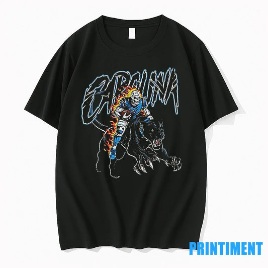 Carolina Panthers Skeleton Riding Black Panther Tshirts Sweater