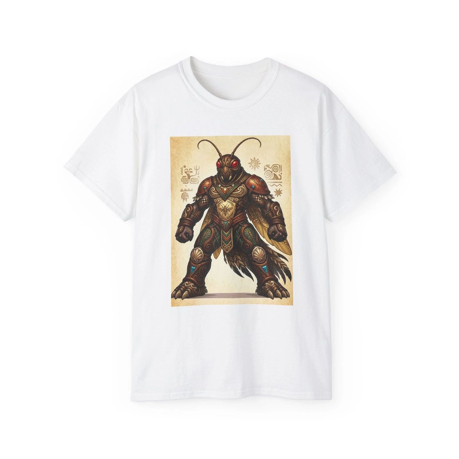 Armored Insect Warrior T-Shirt | Fantasy Bug Knight Illustration