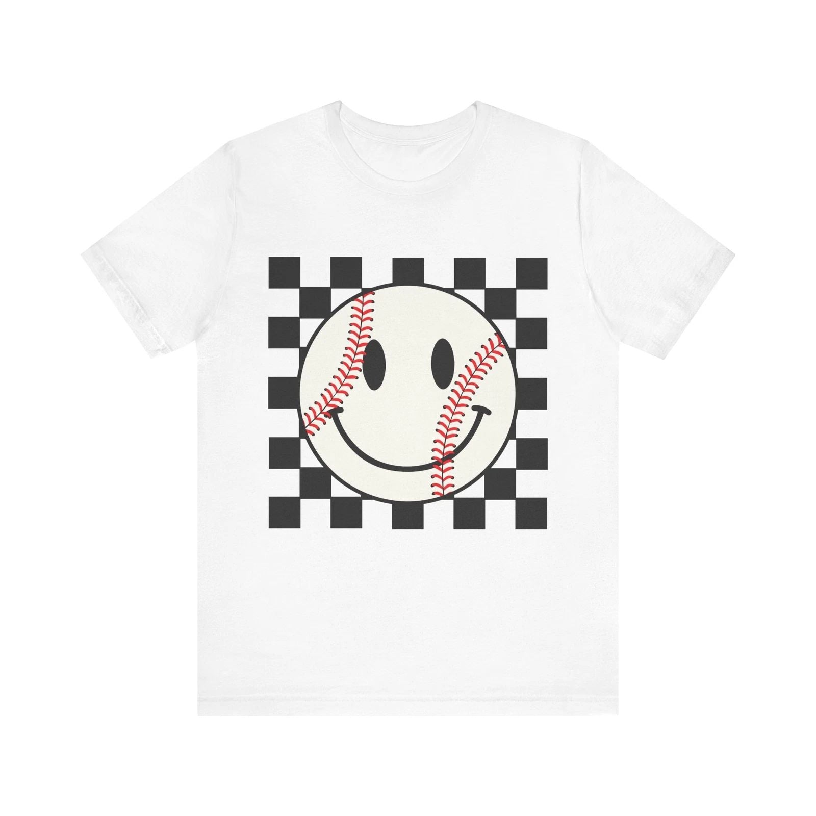 Baseball Happy Face Design - Trendy Smile Face Art for Fans and Players T-Shirt