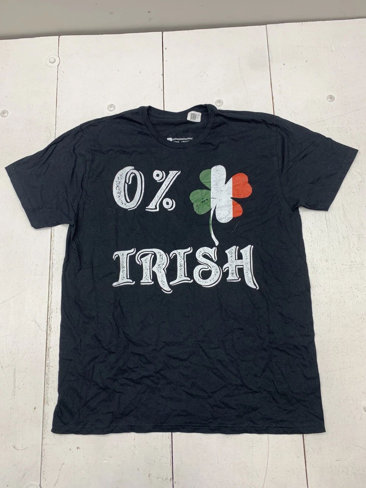 Custom Graphic 0% Irish Short Sleeve Shirt Black Adult Size XL