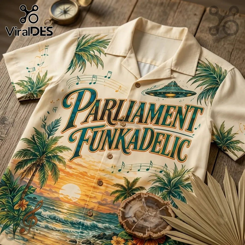 Parliament Funkadelic Beige Hawaiian Shirt