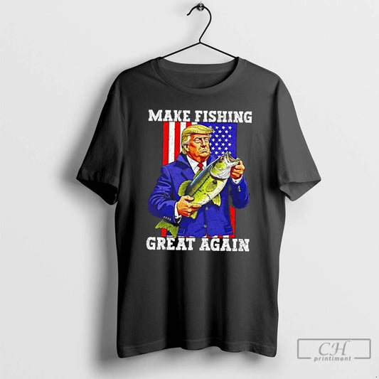 Premium Donald Trump Make Fishing Great Again American Flag T Shirts
