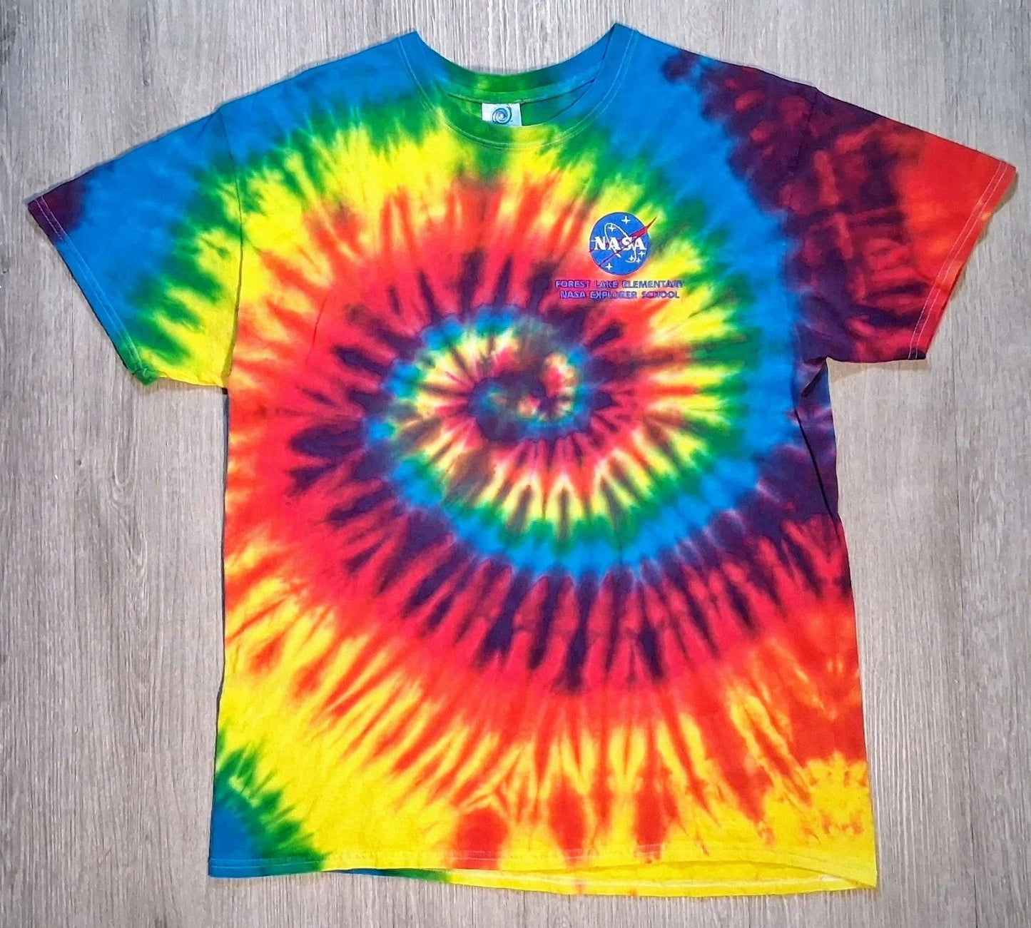 NASA Embroidered COLORTONE Tie Dye T-Shirt LARGE EUC (From A Field Trip To...)