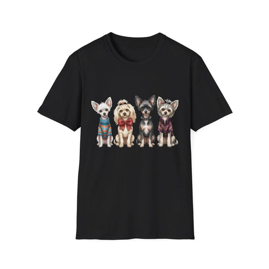 Cute Dogs Fashion Vintage Black Tee Dog Lover Graphic T-Shirt
