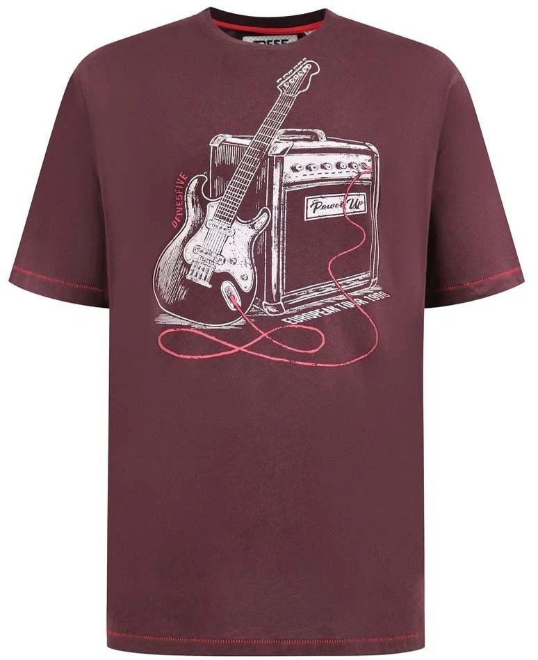 D555 Barnsley Guitar and Amp Print SS T-Shirt Burgundy Size 2XL 3XL 4XL 5XL 6XL