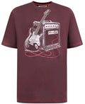D555 Barnsley Guitar and Amp Print SS T-Shirt Burgundy Size 2XL 3XL 4XL 5XL 6XL