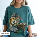 Big Cat Collage Comfort Tee Aesthetic Graphic Print Shirt Animal Lover Gift