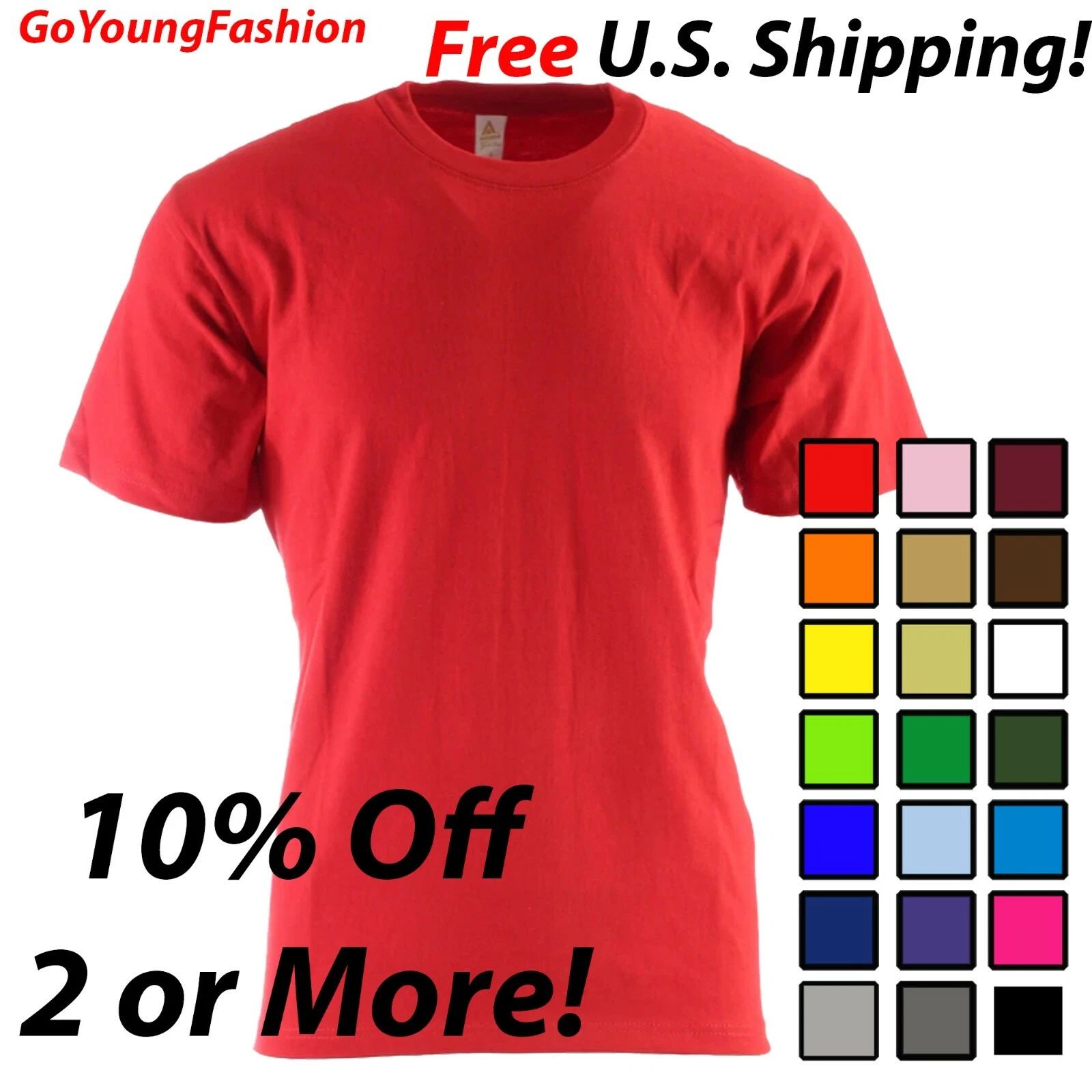 Mens T Shirts Short Sleeve Tee Comfort Oversize BIG TALL Plain Solid Shirts NEW