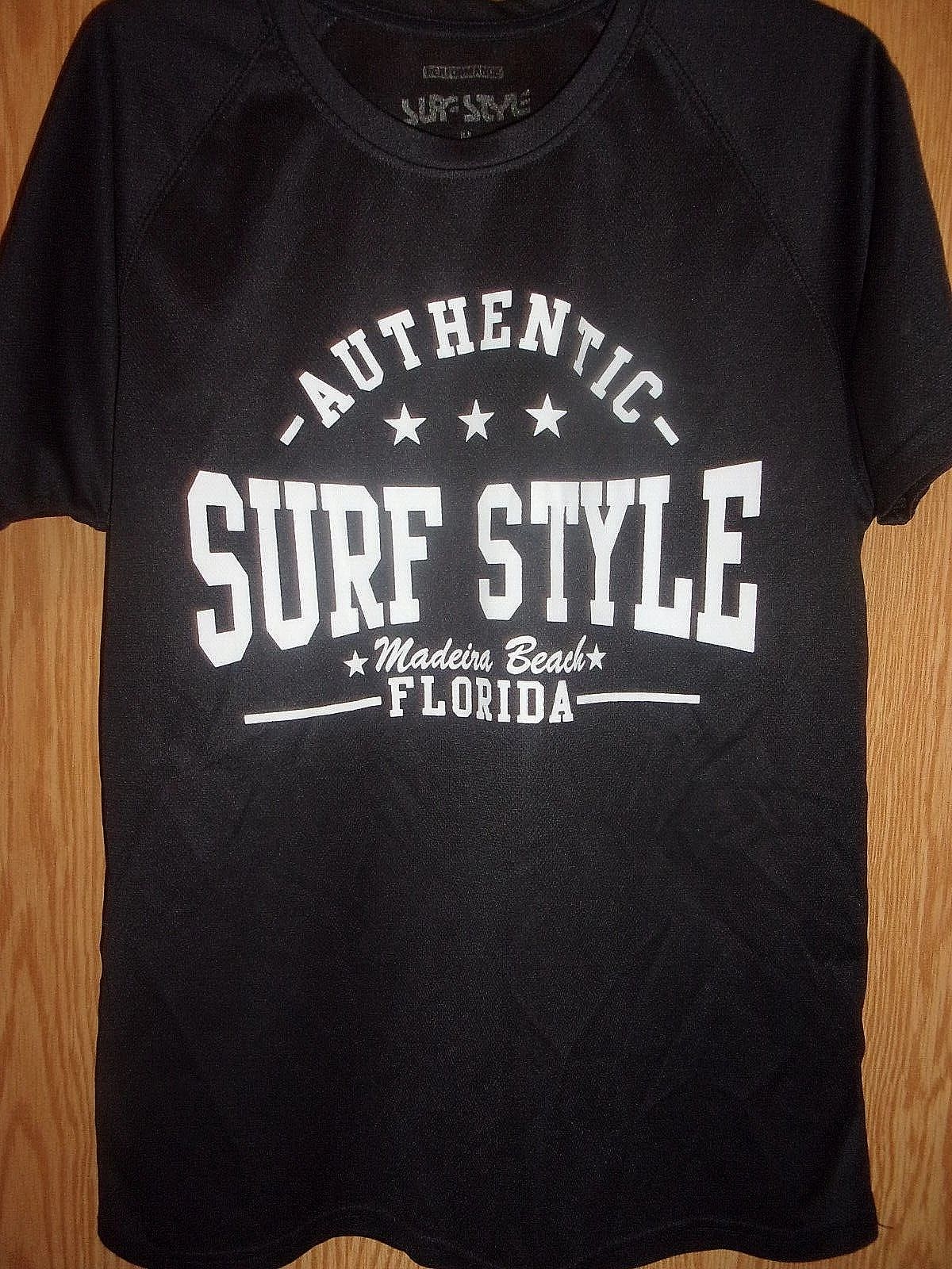 MADEIRA BEACH FL SURF STYLE black poly M t shirt Tourist