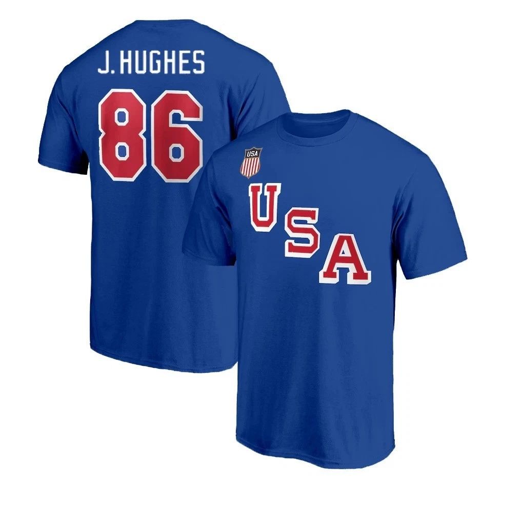 Hughes 86 USA Hockey T-Shirt Team USA Olympic Style Unisex S-5XL