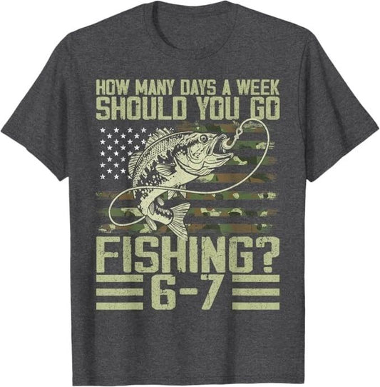 Funny Fishing Boy Teens Kid Camouflage USA Flag Bass Fish 67 T-Shirt