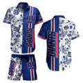 New York Giants Floral Stripe Hawaiian Shirt