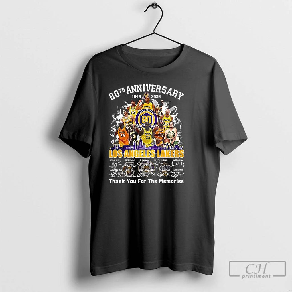 Classic Los Angeles Lakers 80th Anniversary 1946 2026 Thank You For The Memories Signature
