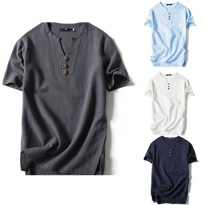 Short sleeve Short-Sleeved T-shirt Retro Sleeves Trendy Cotton Menswear Linen