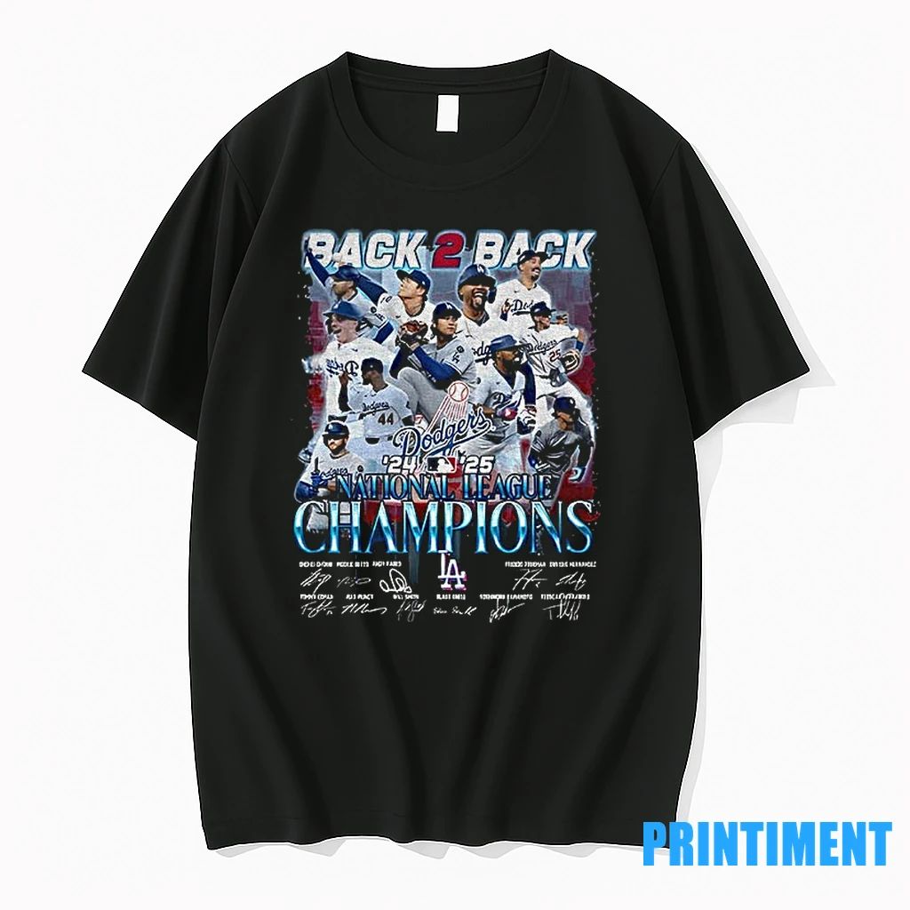 Los Angeles Dodgers Back 2 Back 24 25 National League Champions Signatures Tshirts Sweater