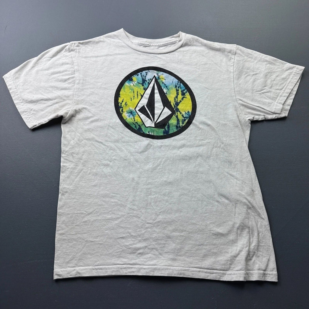 Volcom T Shirt Boys Large White Graphic Logo Streetwear Skate Surf Casual Kids