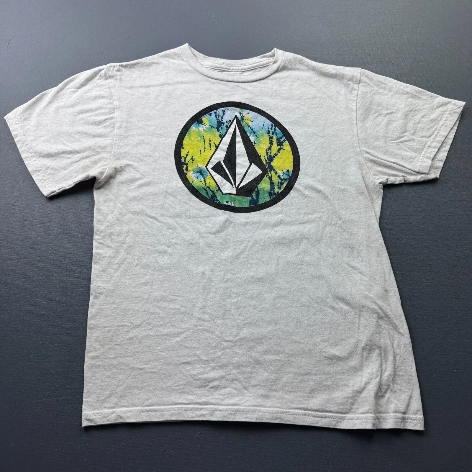Volcom T Shirt Boys Large White Graphic Logo Streetwear Skate Surf Casual Kids