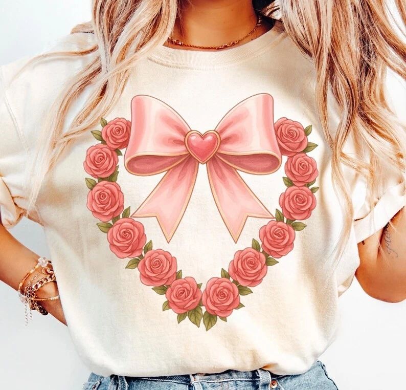 Valentine Floral Bunny Comfort Tee Aesthetic Spring Rabbit Love Shirt