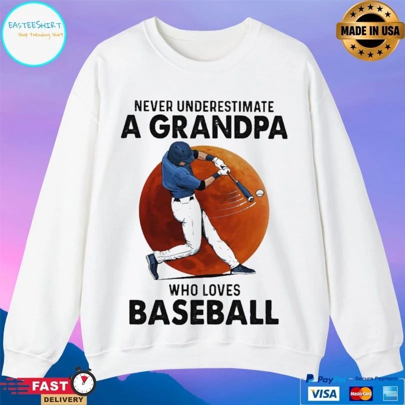 Never Underestimate A Grandpa Who Loves Baseball Blood Moon T-shirt