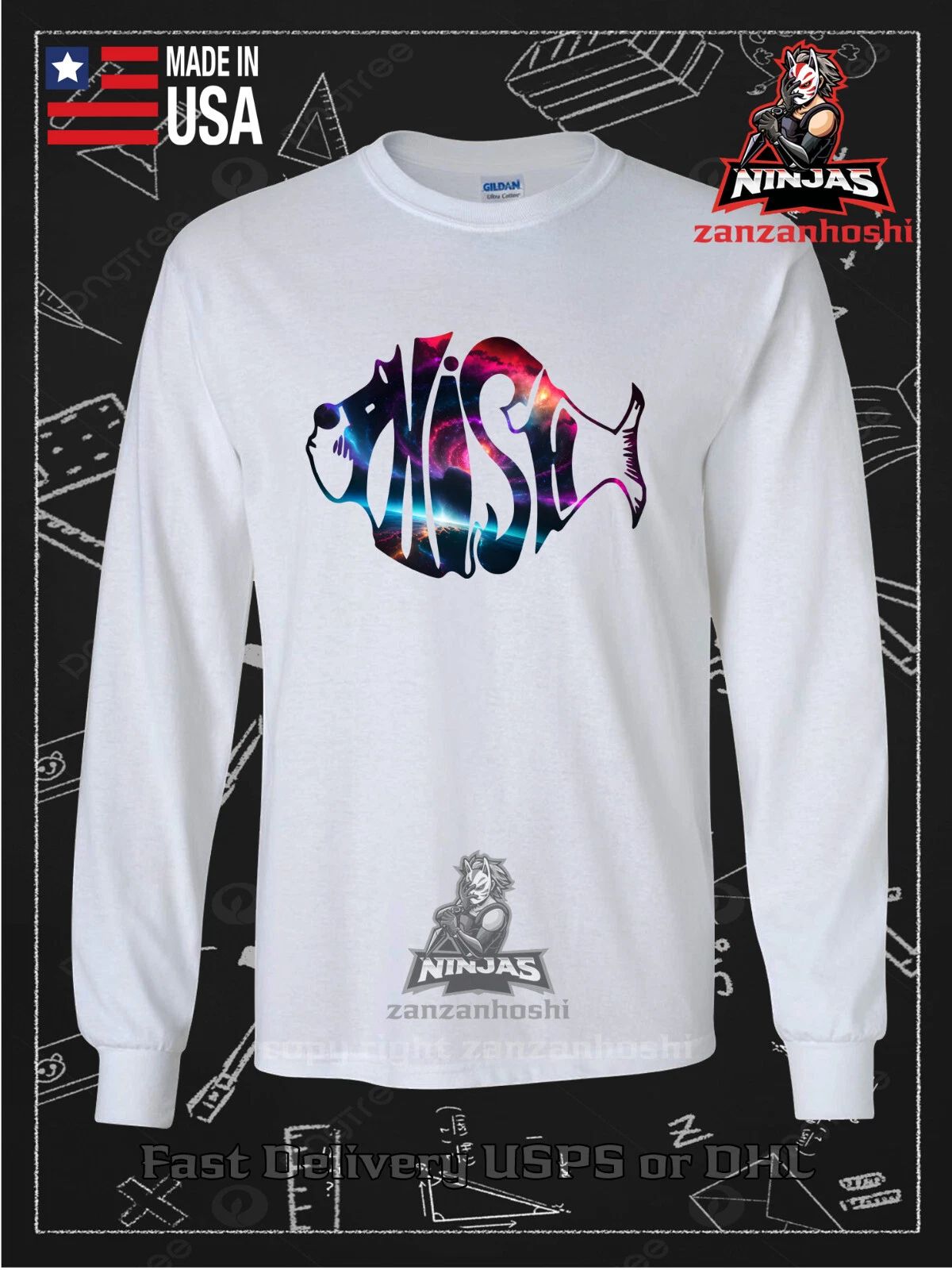 New Tee Tie Dye Phish Jam Galaxy Logo Men's Tee American Long Sleeve T-Shirt