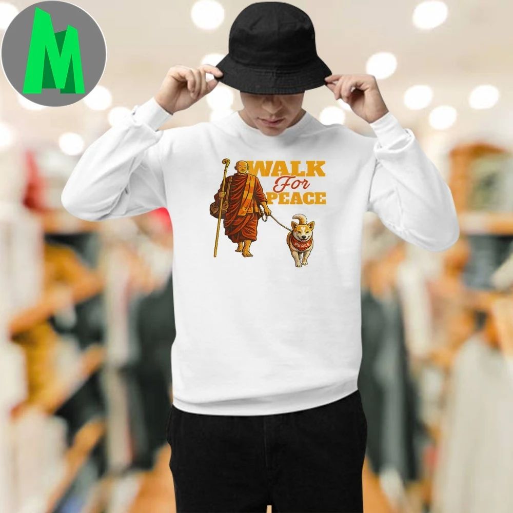 Original Peace Walking Monks And Aloka Dog Walk For Peace Shirts