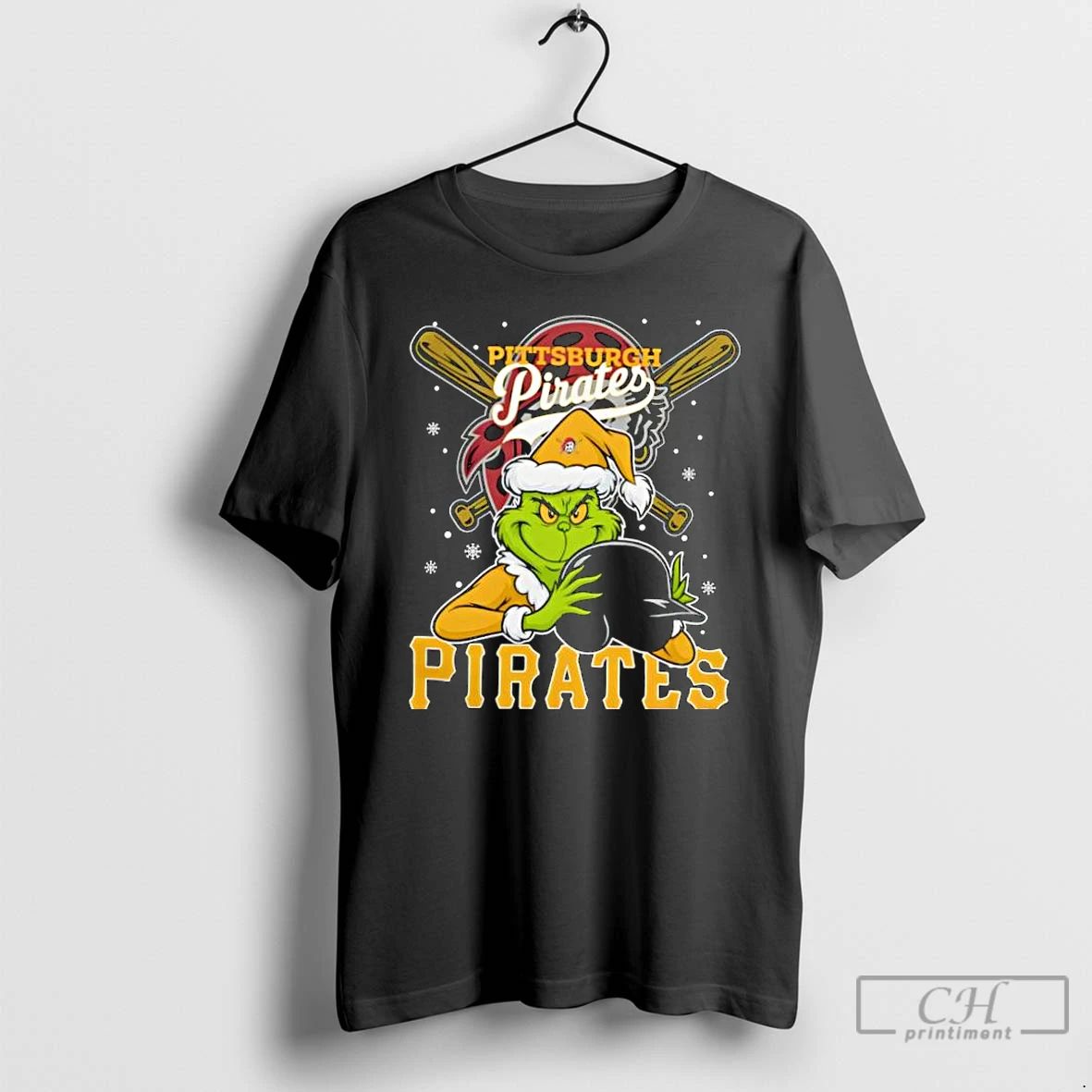Classic Grinch Pittsburgh Pirates Baseball Logo Christmas T Shirts