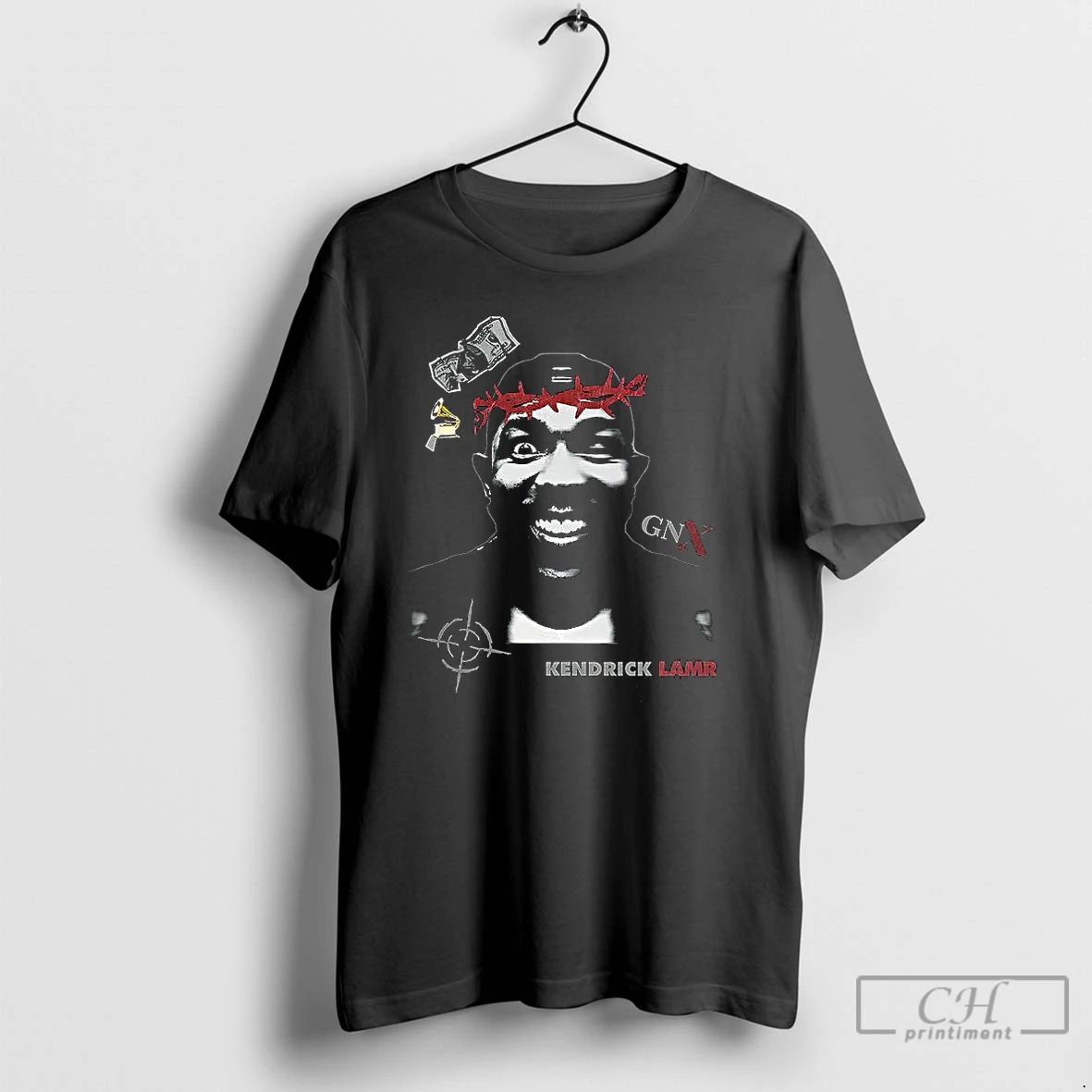 Premium Kendrick Gang Money Barbed Wire Big Face Retro T Shirts