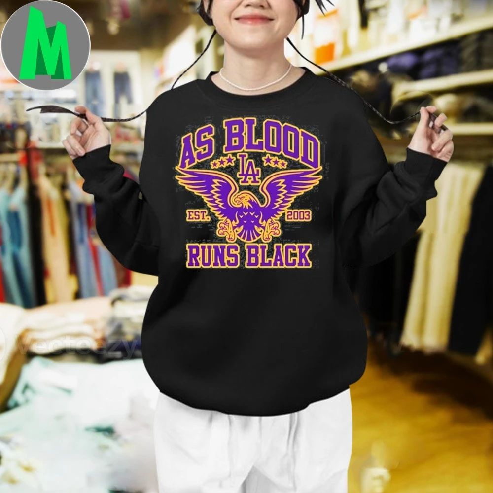 Original As Blood Runs Black Eagle Crest Purple and Gold T-Shirt