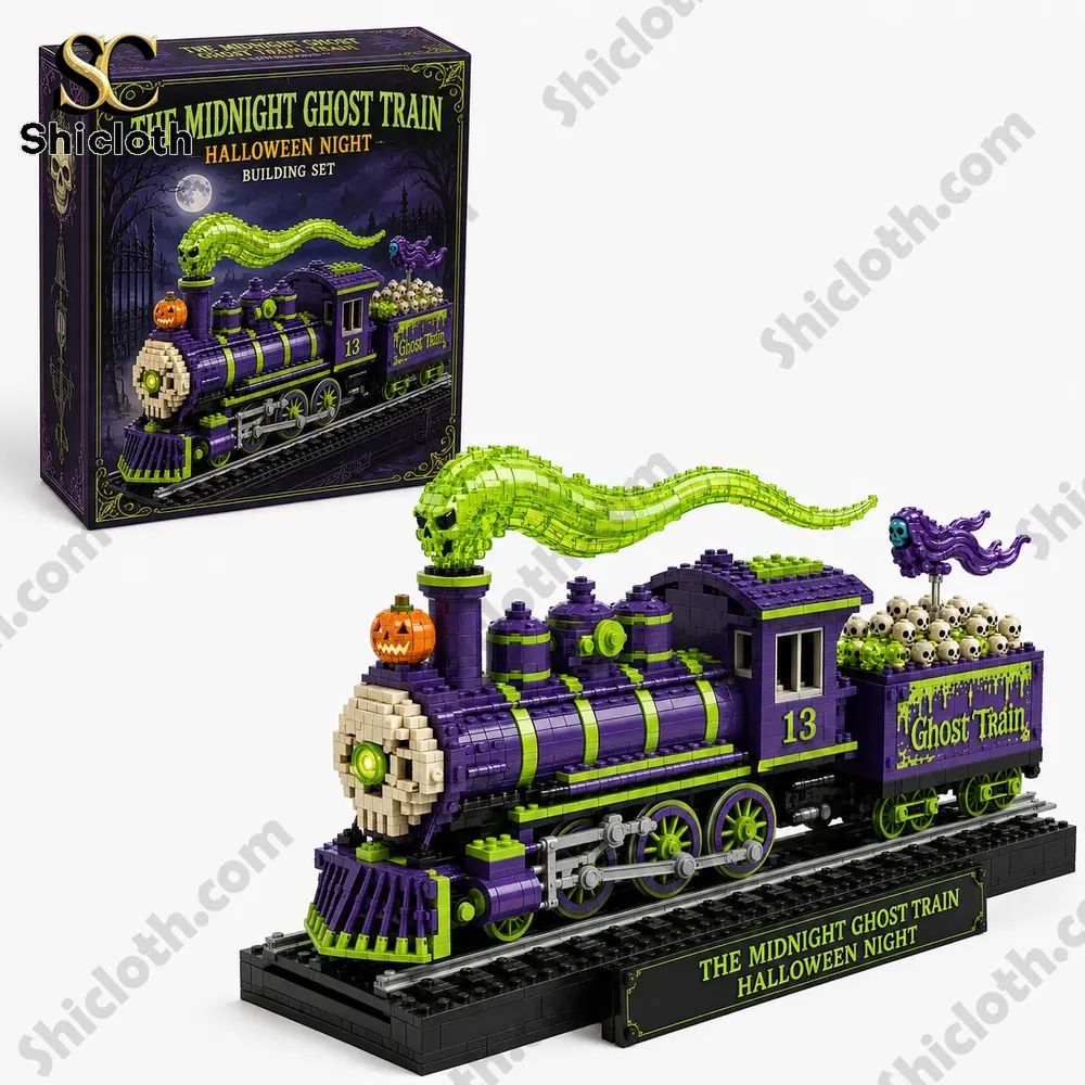 The Midnight Ghost Train Halloween Night Building Brick Set