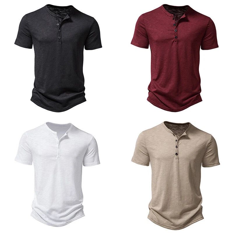 Men T Shirt Short Sleeve Cotton V Neck Slim Fit Daily Work Causal T-Shirts