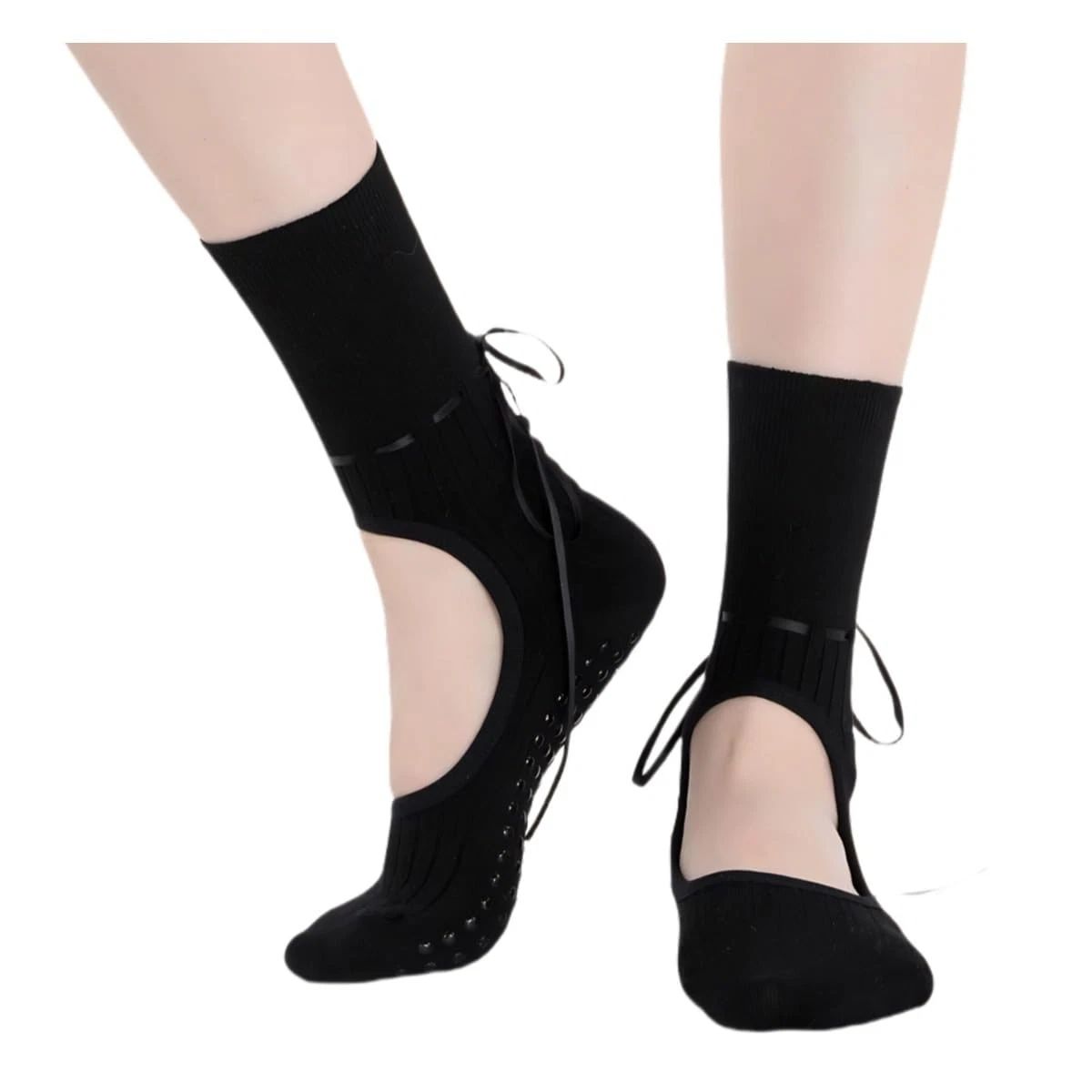 Cute Ribbon Grip Pilate Socks,Grippy Yoga Sock for Women Girls,No Slip Crew S...