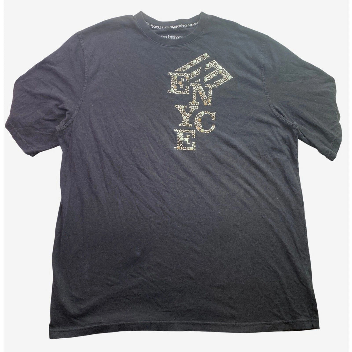 Enyce Shirt Mens 3XL Black Spell Out Studded Y2K Hip Hop Everyday Streetwear