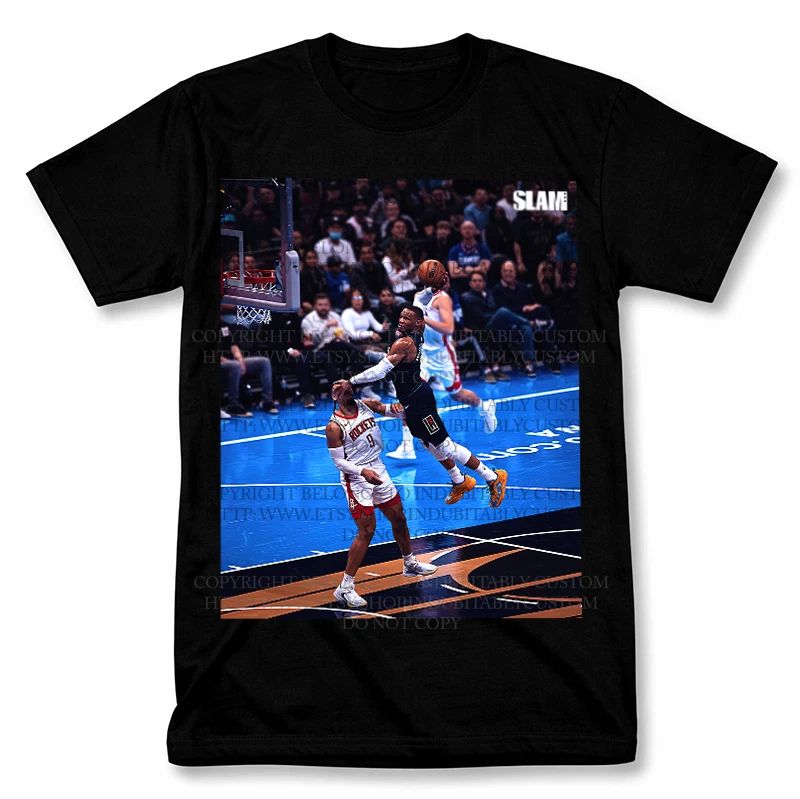 Russell Westbrook Dunk Graphic T Shirt Vintage Style Basketball Fan Tee