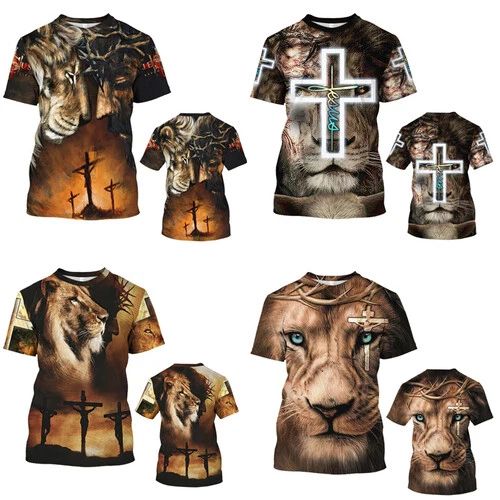 Jesus Lion Street Harajuku 3D printed T-shirt men's women fashion Casual Tops