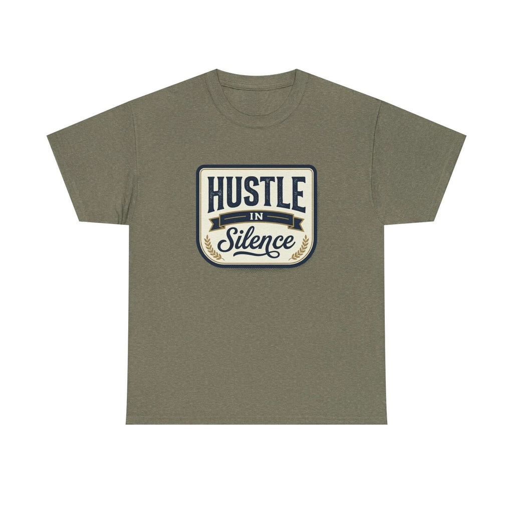 Hustle in Silence Tee | Motivational Badge Graphic