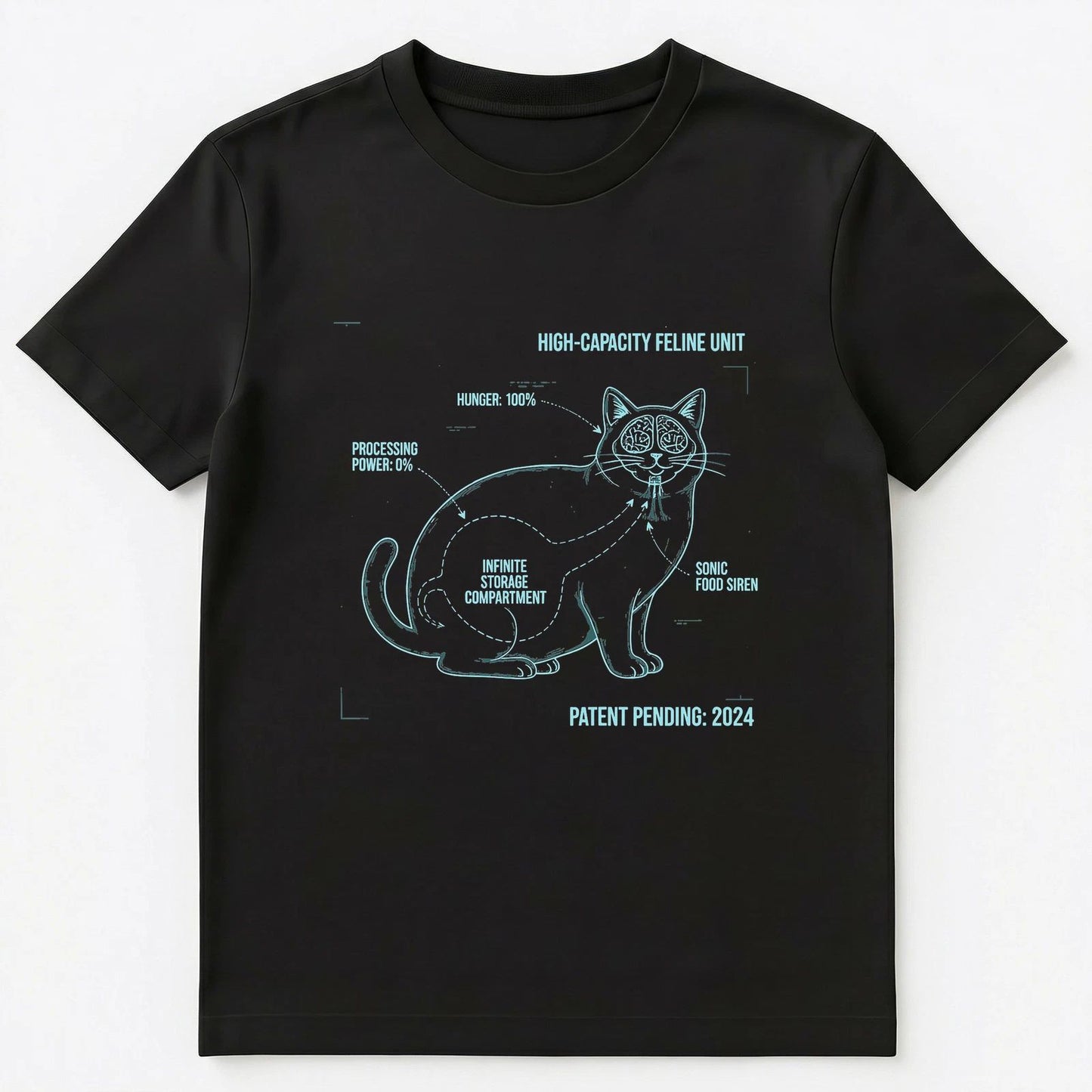 Cat Lover Feline Unit Diagram Hungry Pet Owner Humor Unisex T-Shirt
