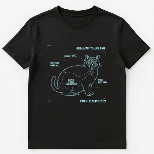 Cat Lover Feline Unit Diagram Hungry Pet Owner Humor Unisex T-Shirt