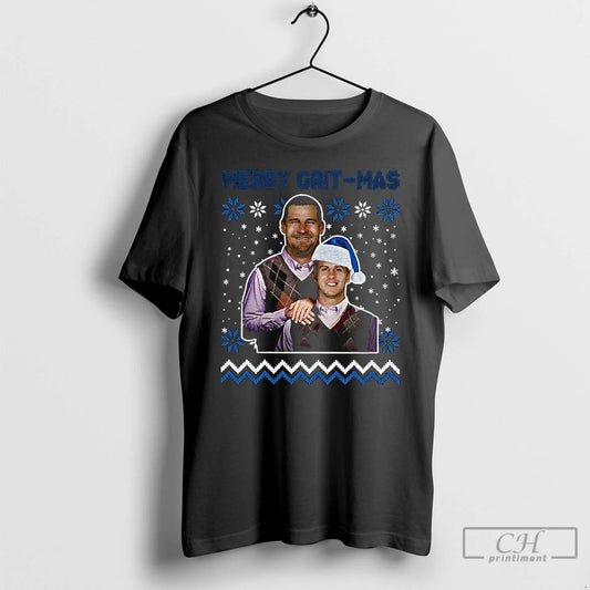 Classic Dan Campbell And Jared Goff Detroit Lions Football Merry Grit Mas Merry Christmas