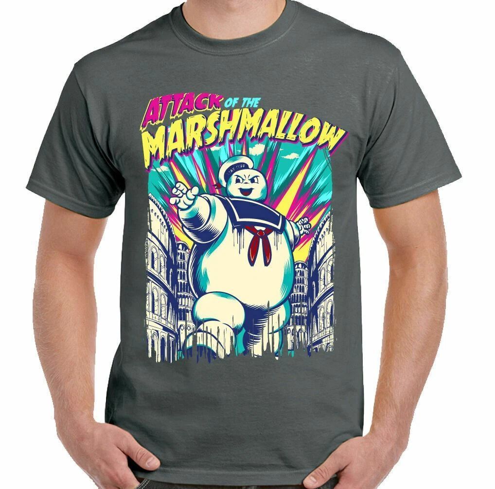 STAY PUFT T-SHIRT Mens Ghostbusters Attack Of The Marshmallow Man Funny Unisex
