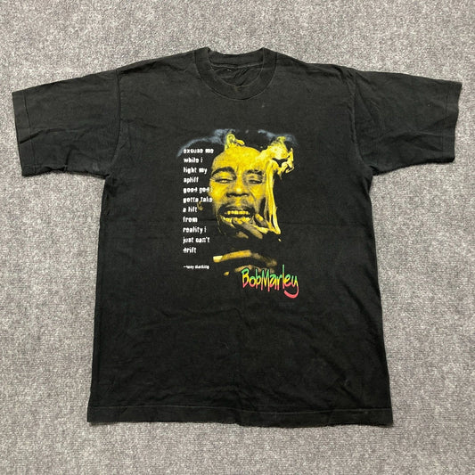 Bob Marley T Shirt Mens Black Crew Neck Spell Out Graphic Print Streetwear Tee