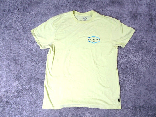 Billabong Graphic T-Shirt Mens Medium Yellow Logo Short Sleeve Surf Skate