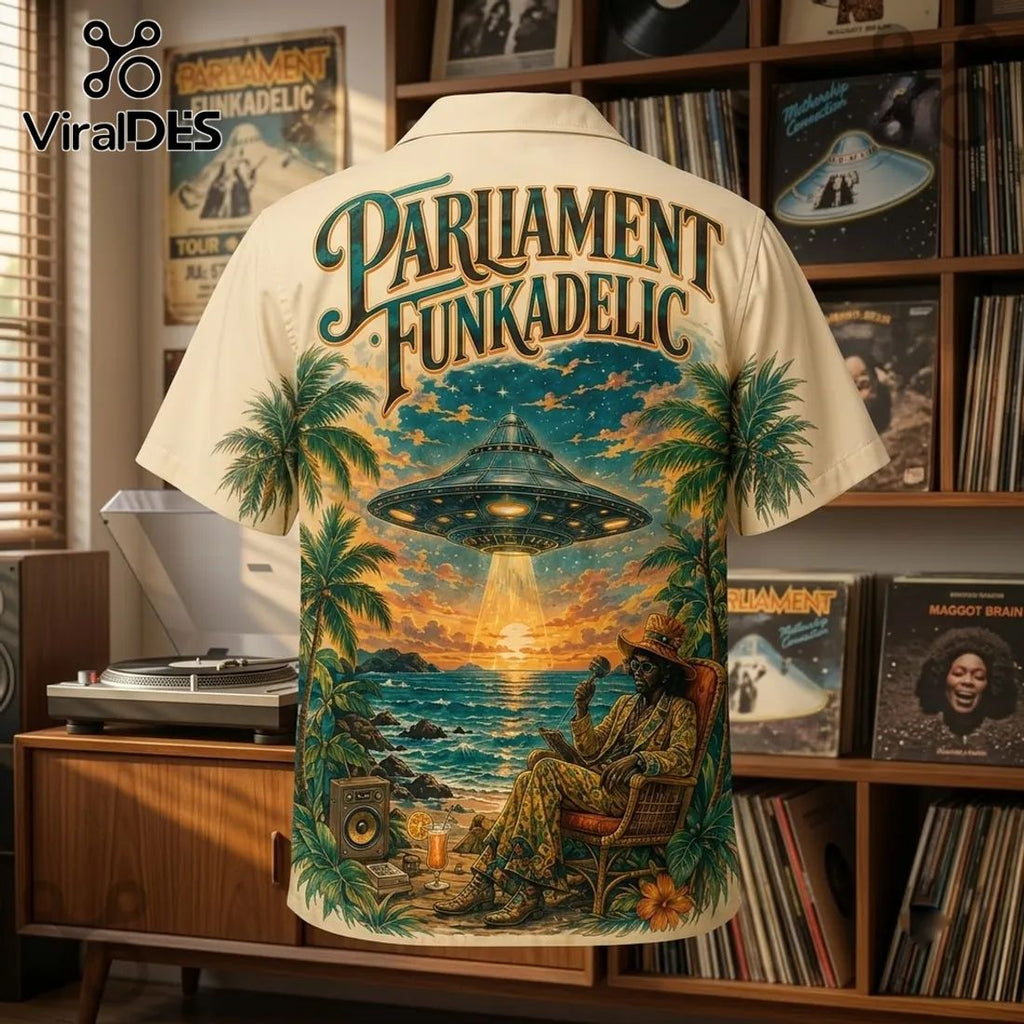 Parliament Funkadelic Beige Hawaiian Shirt