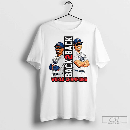 Premium Mookie Betts And Shohei Ohtani Cartoon Los Angeles Dodgers Back 2 Back World Champions