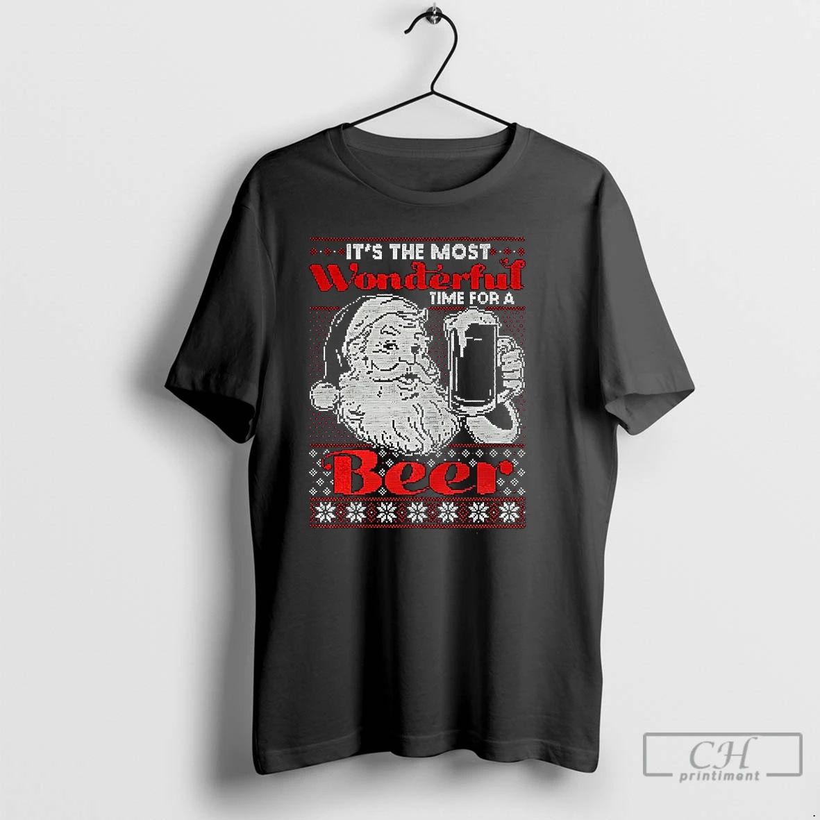Premium Santa Claus Wonderful Time For A Beer Christmas T Shirts
