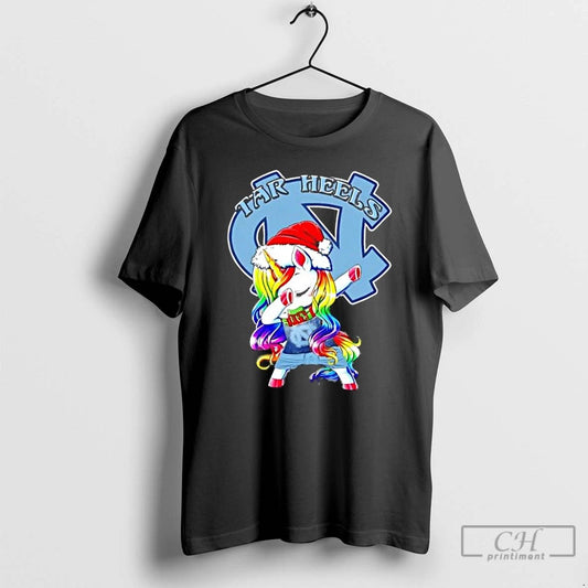 Classic North Carolina Tar Heels Football X Unicorn Santa Hat Dabbing Merry Christmas T Shirts